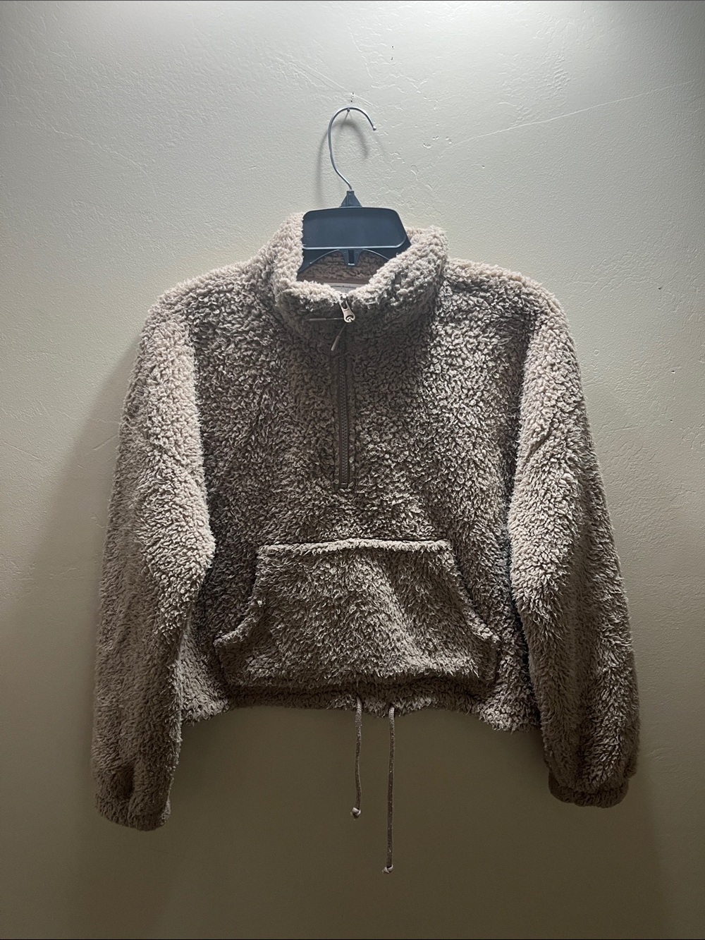 Hippie Rose Taupe Sherpa Half-Zip Pullover